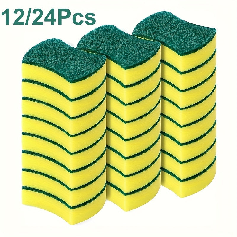 12/24pc Kitchen Cleaning Sponge Set with Dish Towels, Scouring Pads, and Anti-Scratch Scrubbers for Dishware.