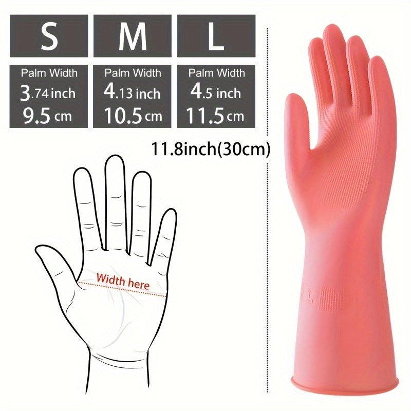 3 sets of pink silicone cleaning gloves - Waterproof, non-slip grip for kitchen, bathroom, laundry | Strong rubber dishwashing & household gloves, made with alcohol-free material.