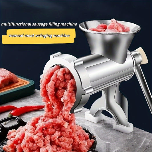 Manual Aluminum Sausage Stuffer - Durable Hand Crank Meat Wringer for Homemade Sausage, Cured Meat, and Spice Grinding. Multifunctional Tool for Food Grade Meat Grinding and Filling.