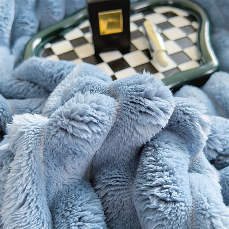 Luxurious faux rabbit fur throw blanket: Versatile and all-season, easily washable for bed, sofa, travel, and office - the perfect Christmas gift.