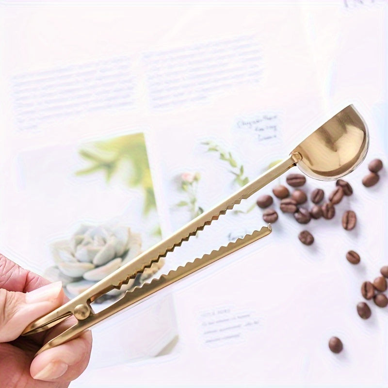 Kitchen Tool: 2-in-1 Stainless Steel Coffee Spoon Seal Clip with Bag Clip - Perfect for Baking and Measuring in the Kitchen