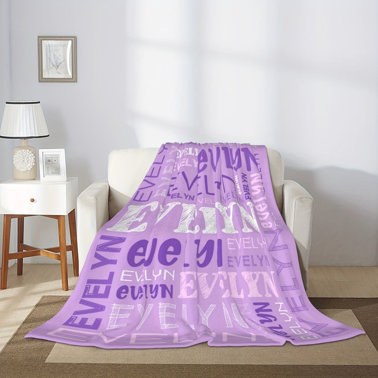 Personalized Flannel Blanket with Your Name, Made of Soft 100% Polyester, Perfect for Adults for Home, Picnics, Travel, and Bedroom Use. High-Quality Digital Printing for a Thoughtful Gift.