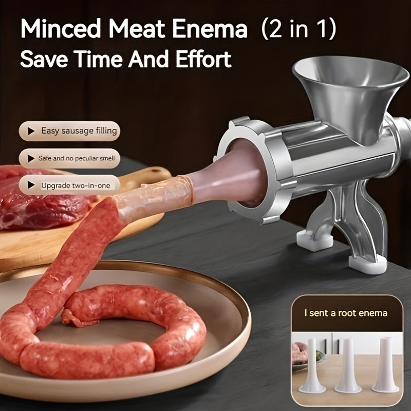 Household manual meat grinder with hand crank for making homemade sausage, chopping, grinding, stirring, and cutting. Perfect kitchen essential gadget for back-to-school accessories.