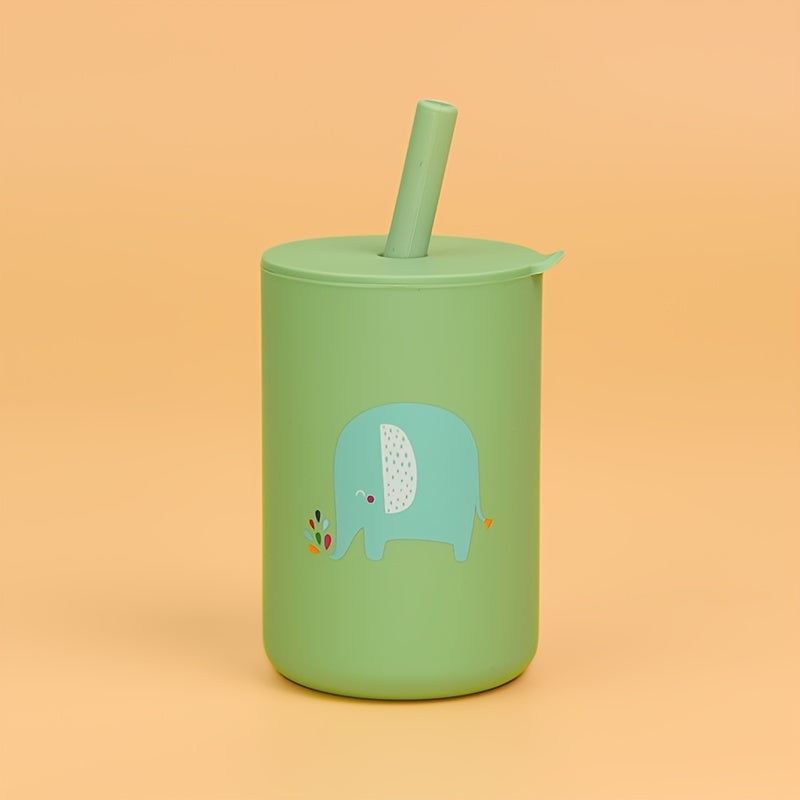 Introducing the 6oz Silicone Kids Sippy Cup, equipped with a straw and lid. This BPA-free cup is safe for use in the dishwasher and microwave, making it perfect for young children learning to drink on their own. Choose from a variety of fun colors