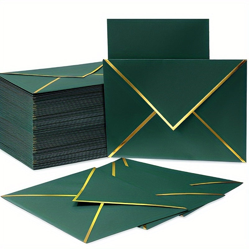 50/100pcs C6 Letter Envelope featuring Western-style design, gilded double-offset paper for Wedding Invitations.