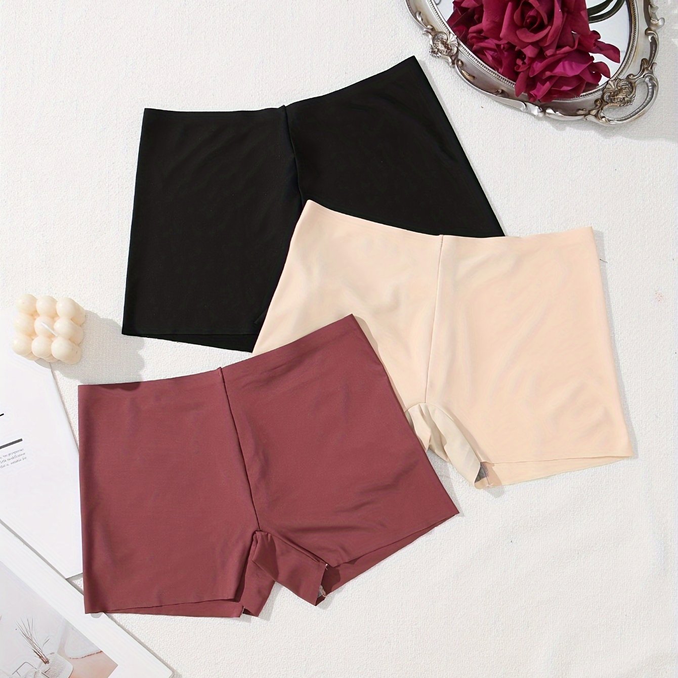 3 soft no show boyshort underwear for women in a pack of 3, seamless and soft.