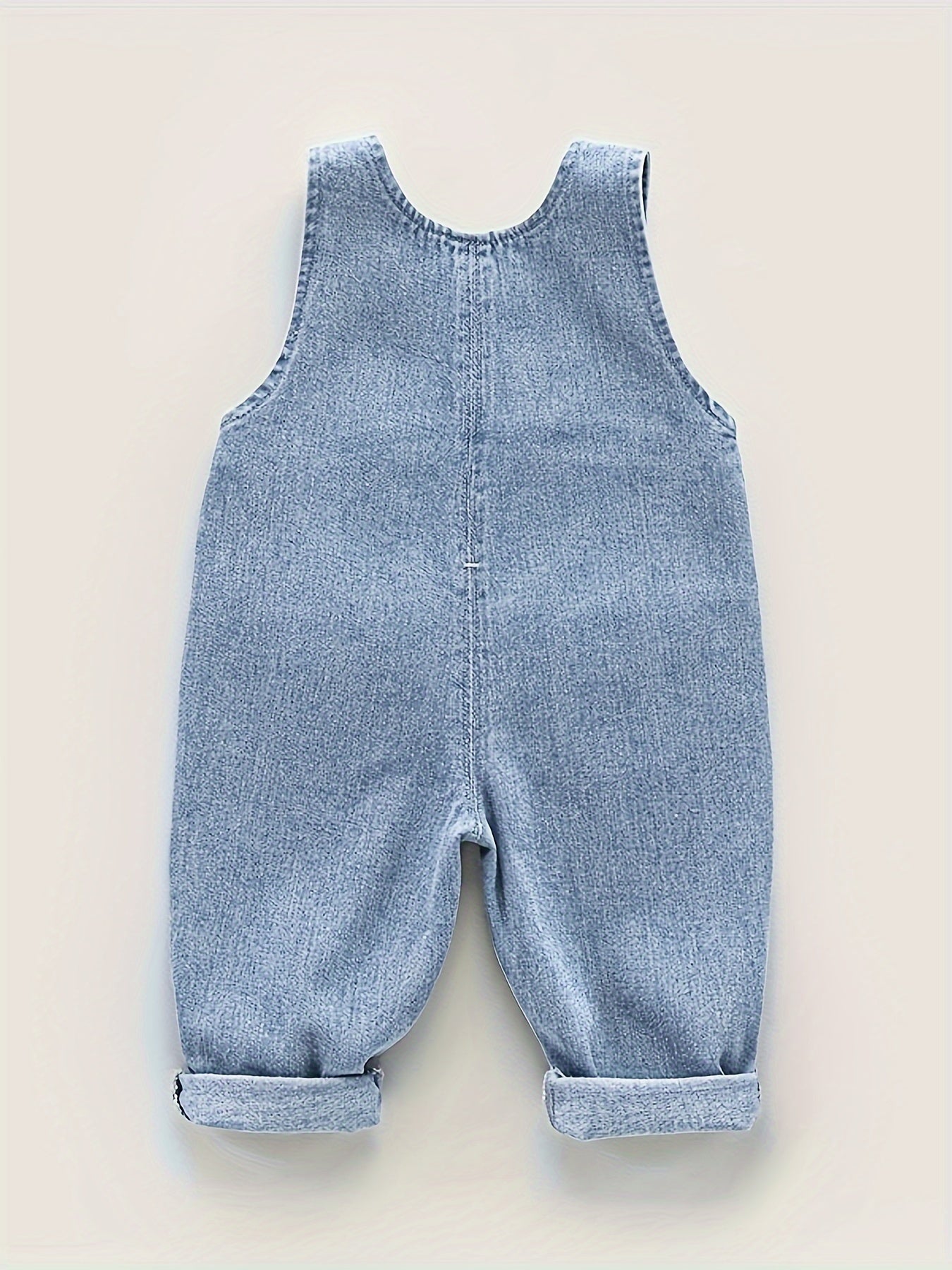 Light blue denim overalls for toddler boys with adjustable straps, pockets, and non-stretch fabric. Ideal for spring/fall and outdoor activities.