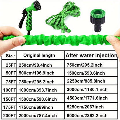 3X Expandable Garden Hose with High-Pressure Spray Gun, 7 Adjustable Modes, PVC Material, Water Spray Nozzle, Interface Connectors for Car Wash & Outdoor Use (7.62m to 30.48m)