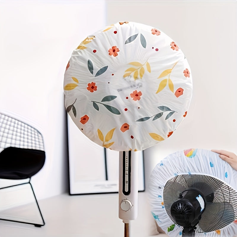 Elastic PEVA Vinyl Fan Dust Cover - Waterproof Rustic Floral Design, Suitable for Wall-Mounted & Floor Fans, Easy to Clean, Protects from Moisture and Rust