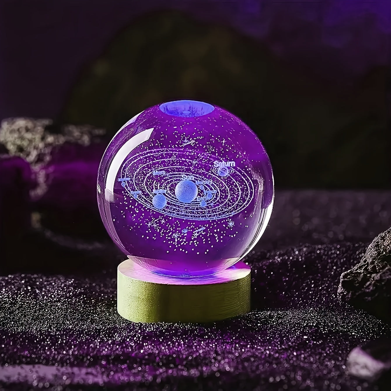 Galaxy-themed crystal ball night light with USB - great for travel and camping, perfect gift for holidays, anniversaries.