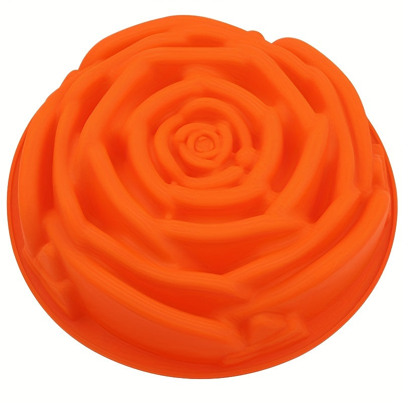 Silicone Cake Baking Pan with Big Rose Flower Design - Perfect for Birthday and Anniversary Cakes, Loaves, Muffins, Brownies, Cheesecakes, Tarts, Pies, Flans, Breads, and More - 24.0cm Diameter