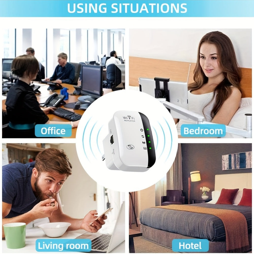 WiFi extender boosts signal to 300Mbps, covers 5000sq.ft, with 3 modes, Ethernet port, easy setup, Alexa compatible, EU plug.