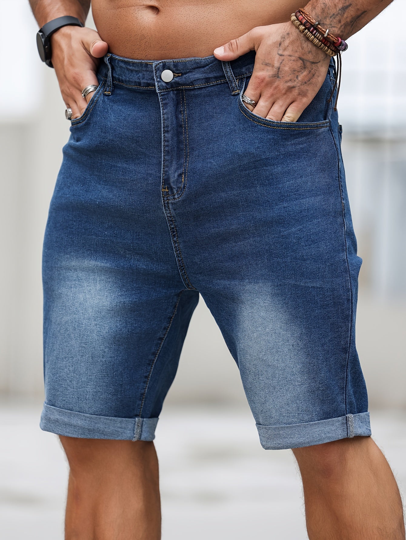 Plus size men's denim shorts