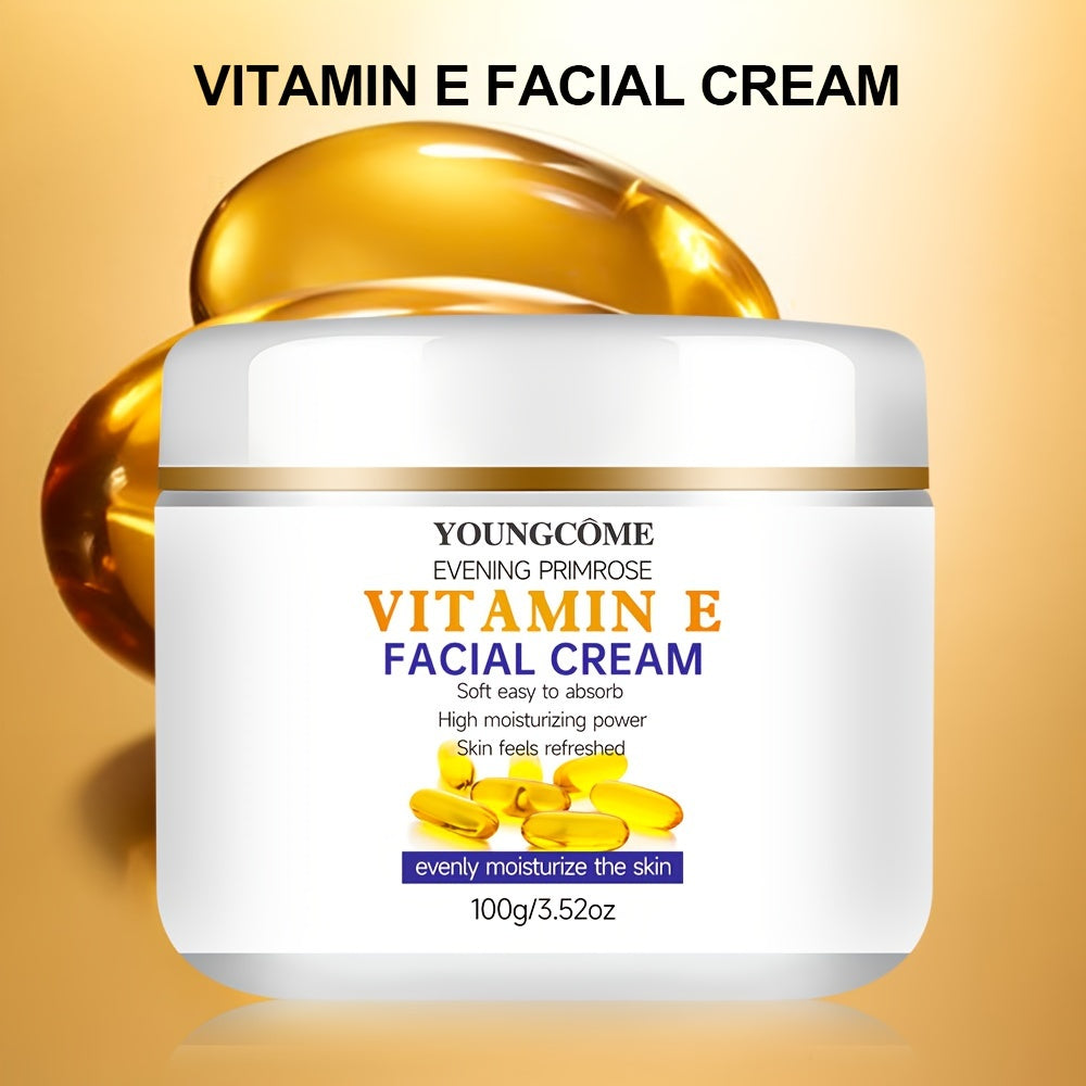 YOUNGCOME Vitamin E & Collagen Face Cream - Hydrating Moisturizer for All Skin Types. Soothes dryness, evens skin tone, and includes Hyaluronic Acid & Retinol. Hypoallergenic for Men &