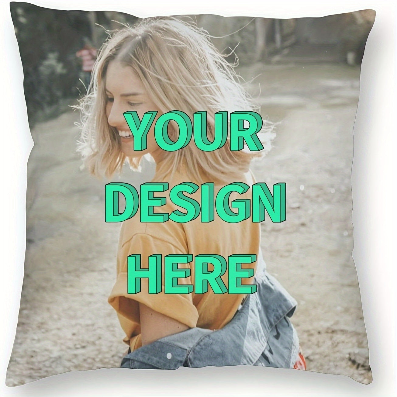 Personalized Pet Photo Cushion Cover - Customizable Love Photo Pillow Case (18x18 inches) - Made of Knit Fabric with Mixed Colors, Polyester Material