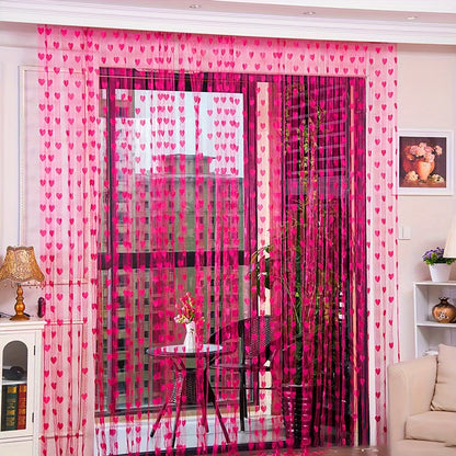 Romantic heart tassel door curtain in pink, ideal for weddings and home decor.