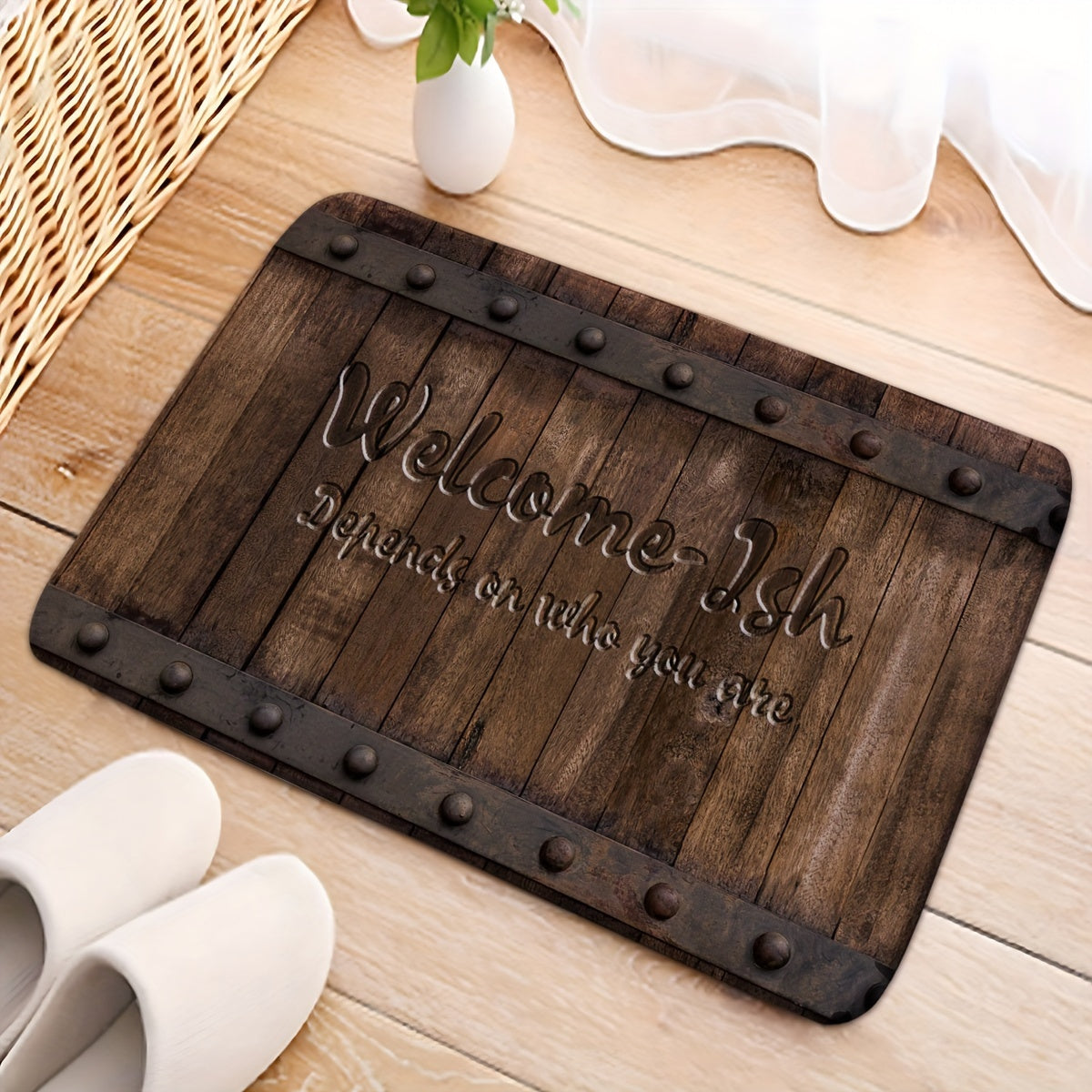 Rustic Welcome Mat - Anti-Slip, Easy to Clean Rug for Any Room - Stylish Farmhouse Design