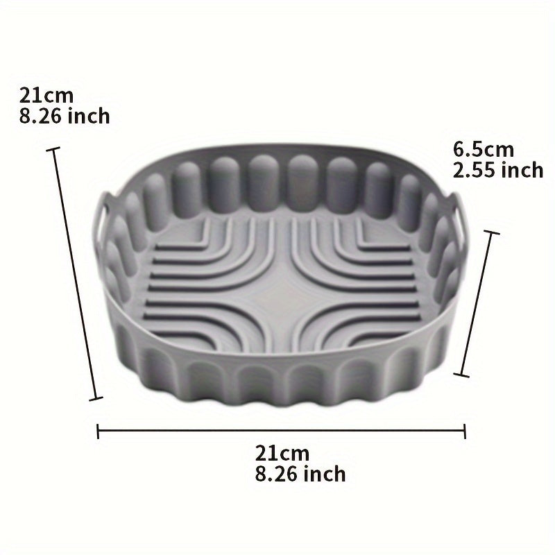 Set of Silicone Air Fryer Trays with Handles - Includes Large and Small Rectangular Trays for Deep Frying