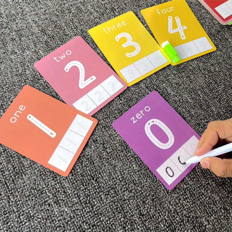 Early Learning Flash Cards for Kids with Erasable Features - Teaches Numbers, Letters, and English Addition/Subtraction Skills