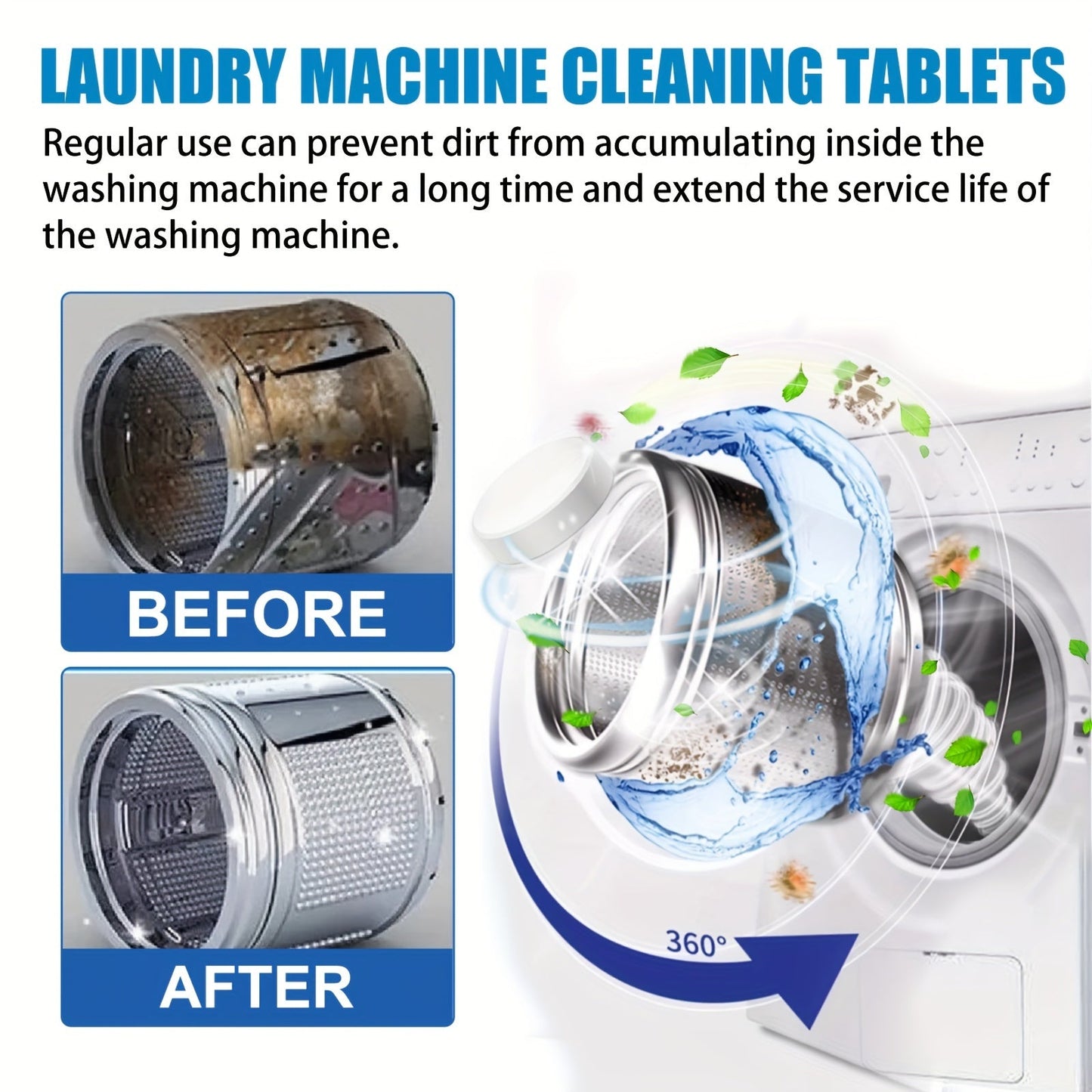 Jakehoe Laundry Machine Cleaning Tablets effectively deep clean and remove odors from both front-load and top-load washers.