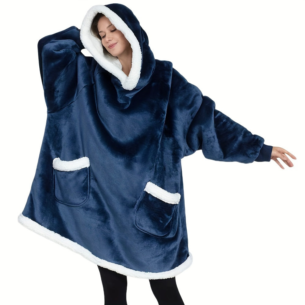 Stay cozy in style with this oversized sweater hoodie winter pajamas, blanket sweatshirt. Featuring a hooded design and convenient pocket, this wearable blanket hoodie is perfect for both men and women.