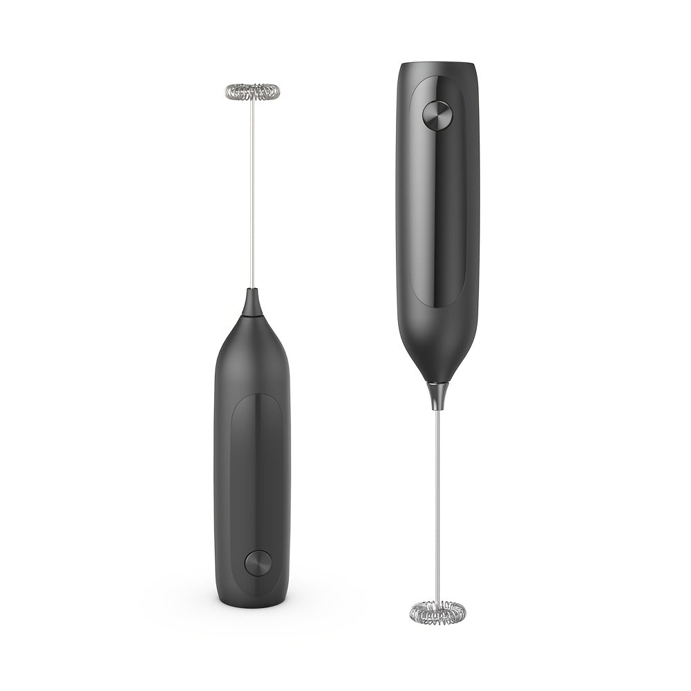 This handheld coffee frother is an electric milk frother that can also be used as a manual foam maker. It is constructed with a combination of metal and plastic materials. Please note that it requires 2 AA batteries (not included) as it is a dry