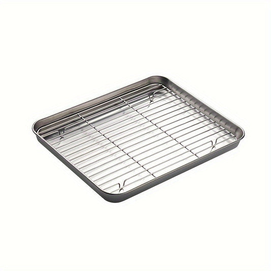 Must-Have Stainless Steel Square Plate for Steaming Rice, Vermicelli, BBQ, Disinfection, and Oil Filtering - Essential Tool for Japanese Kitchens, Drainage Plate, and Oil Filter Tray