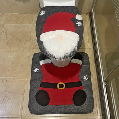 Set of 2 Santa toilet mats for festive Christmas bathroom decor and a Thanksgiving gift for 2023.