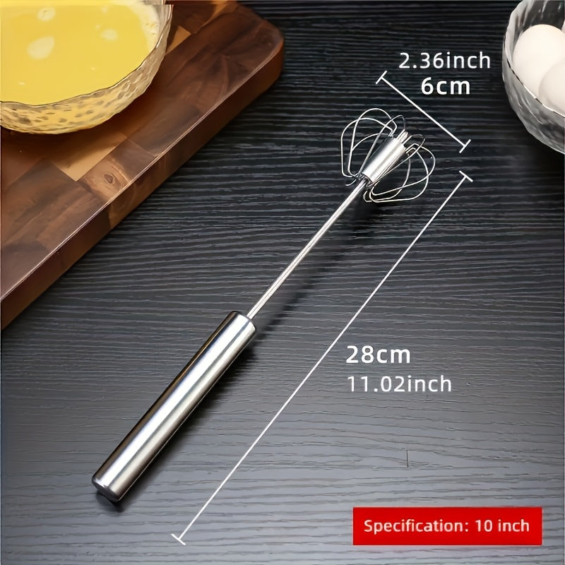 Sturdy hand-operated egg whisk - Simple one-touch operation, fast blending for cream & eggs, uniform & smooth results, effortless to clean stainless steel, comfortable grip handle, anti-slip design, ideal for baking & cooking tasks