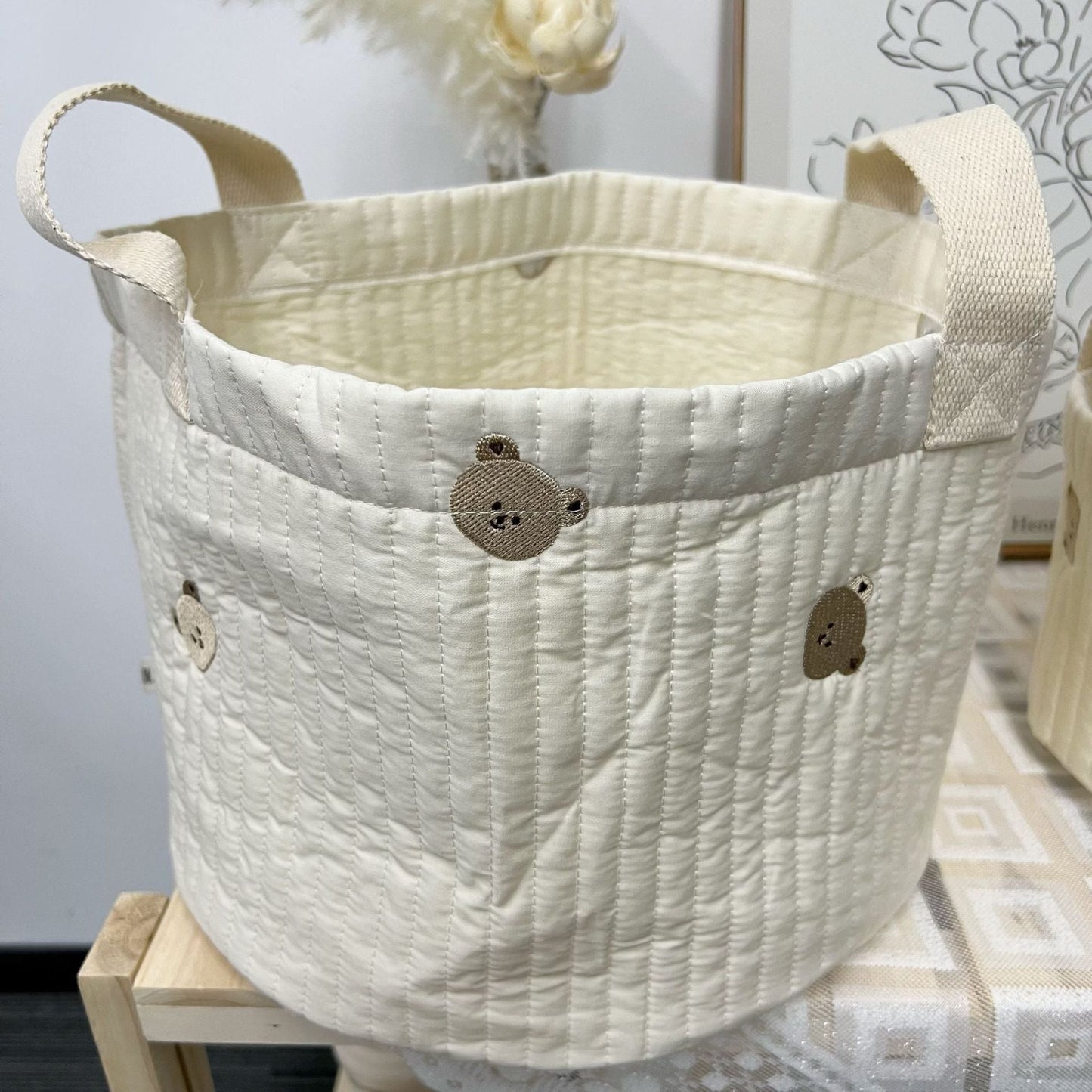 Get your room in order with this charming Quilted Fabric Storage Bucket!