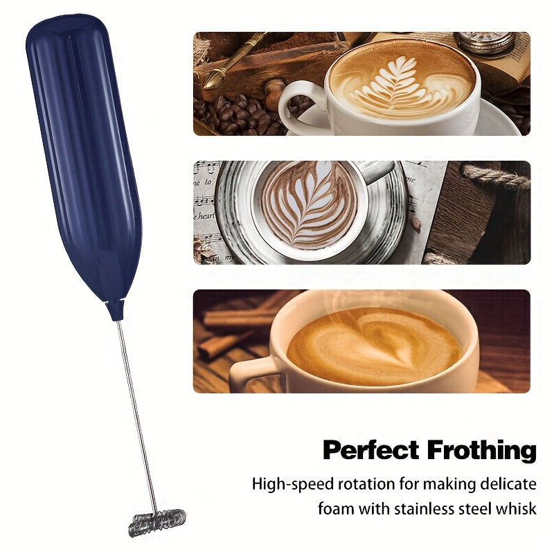 Lalayuan Handheld Electric Milk Frother is made of stainless steel and battery-operated. Perfect for creating foam for coffee, latte, cappuccino, and chocolate. Note: Batteries not included.