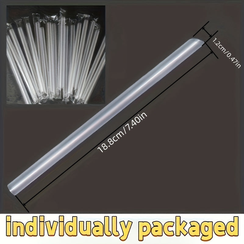 We offer a pack of 50 large transparent straws perfect for milk tea and versatile enough for parties, dinners, class parties, Christmas, and Halloween gatherings. These straws require no electricity and can also be used for holiday decorations without