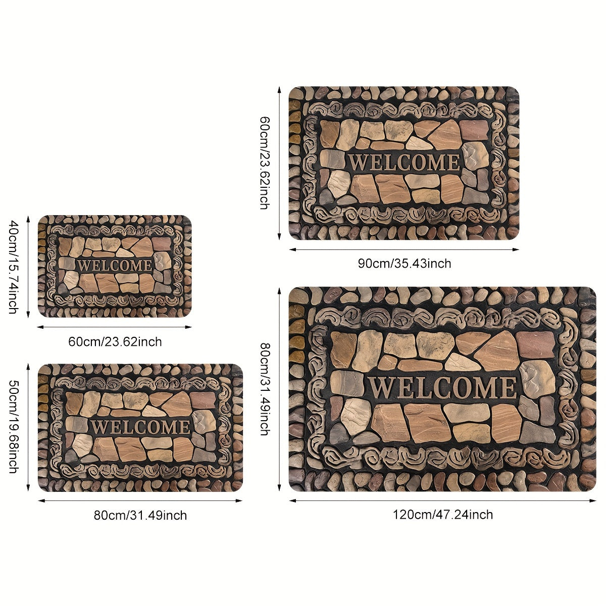 Introducing our Welcome Home Pebble Print Doormat! This versatile mat features a 1PC Flannel Fleece top layer and a 1cm Sponge Base for extra comfort. Made from lightweight, stain-resistant polyester, this non-slip mat is perfect for indoor or outdoor