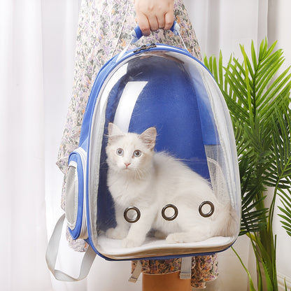 Pet bubble backpack for dogs and cats - comfortable and secure outdoor carrier with clear view window.