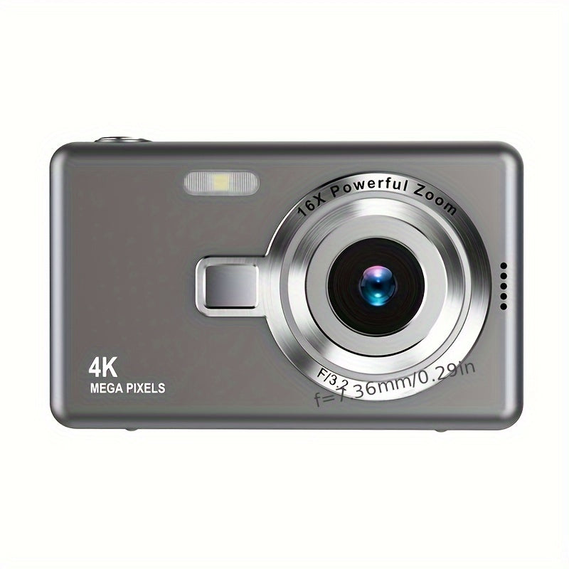 FHD 1080P vlog camera with auto-focus, 12 MP, 16x digital zoom, 2.4-inch TFT screen, portable for students.