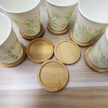 Bamboo Coaster for 1 Cup, Round Water Cup Insulation Mat, Bamboo Tea Cup Mat