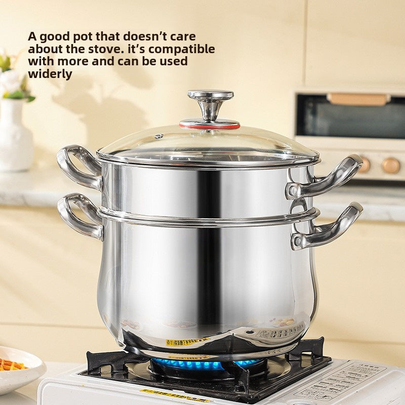 Stainless Steel Stock Pot for Home & Restaurant Use - Durable and Thickened, Ideal for Cooking, Frying, and Stewing - Must-Have Cookware for Your Kitchen