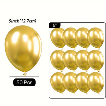 50 metallic balloons for various occasion decorations.