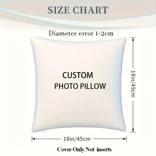 One-Sided Personalized Photo Pillow Cover - Made with Polyester Fabric, Great for Wedding and Family Pictures, Ideal for Valentine's Day or Anniversary Gifts - Insert Not Included, Single Piece, Durable Polyester Material