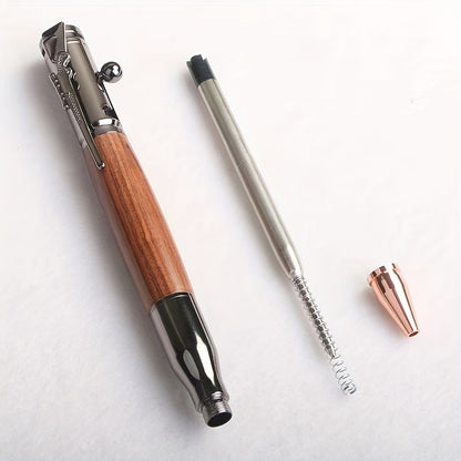 1 ballpoint pen with leather case and rosewood pen holder, suitable for business and student gifts.