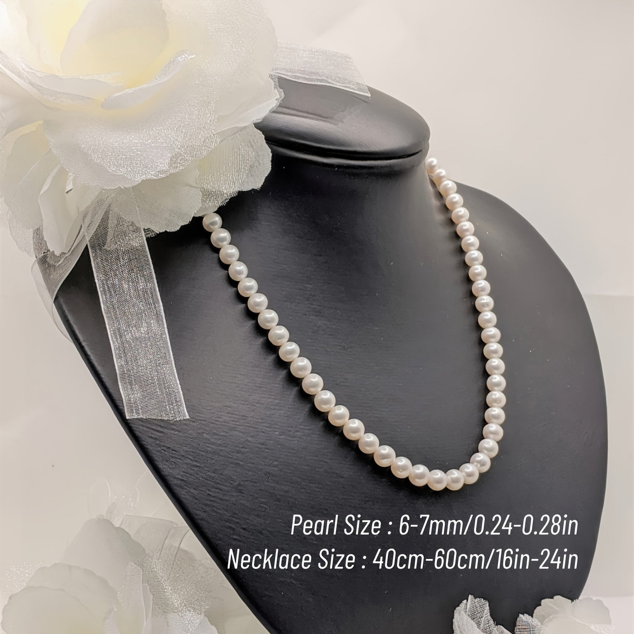 Handcrafted Freshwater Pearl Necklace: MYSOYA Elegant Exquisite Necklace with 6-7mm Round Gemstone. Perfect for Bridal Jewelry, Birthdays, Weddings, Anniversaries. Luxury Style for Any Season. Includes Valentine's Day Gift Box.