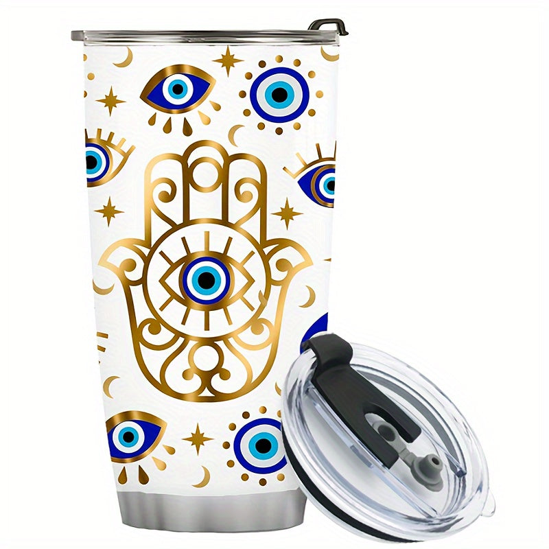 20 oz Sakura Train Evil Eye Moon Coffee Mug Insulated Tumbler with Lid & straw, perfect for travel. Ideal gift for Ramadan, Valentine's Day, Mother's Day, Father's Day, birthdays, Christmas.