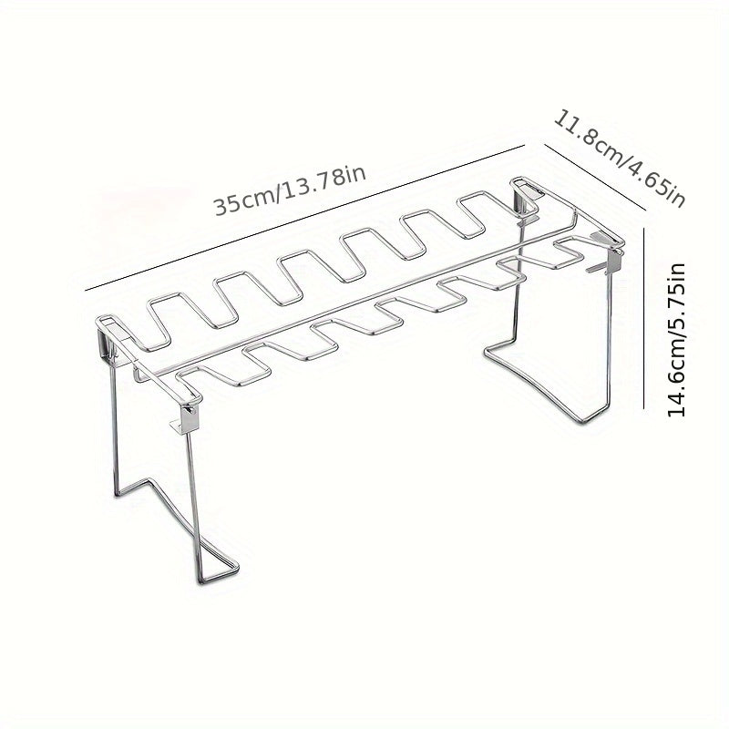 Vertical Stainless Steel Rack for Chicken Legs & Wings - Convenient Foldable Stand for BBQ, Smoker, or Oven - Perfect for Picnics, Camping, and Cooking - Compact Kitchen Tool for Easy Storage