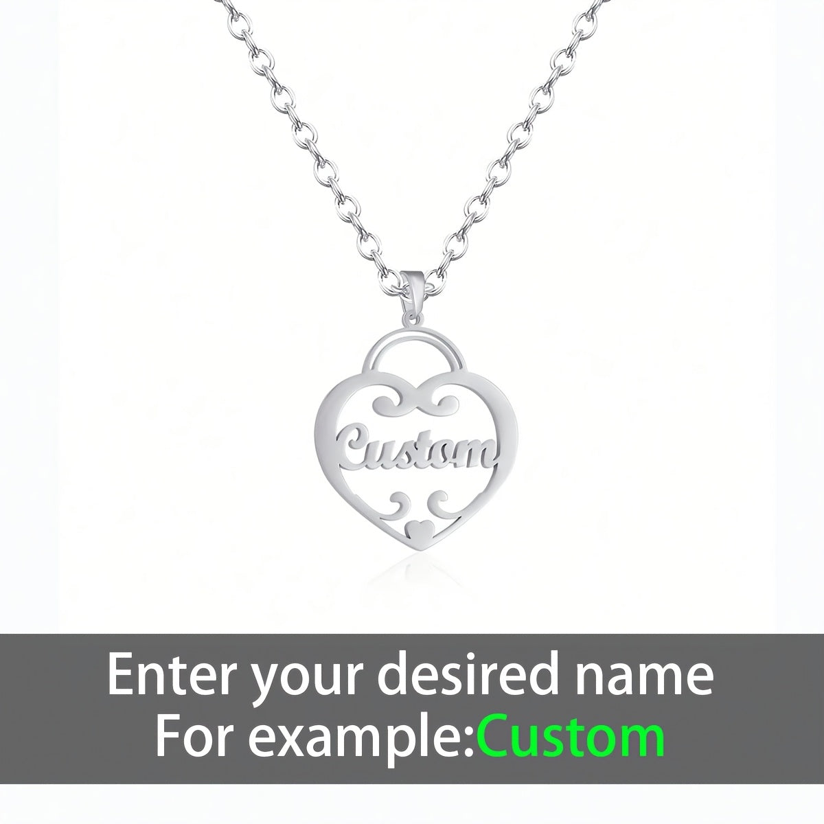 Customize your look with this elegant Boho style heart pendant necklace, plated in 18K gold. Made from high-quality 304 stainless steel, personalize it with your English name. Perfect for daily wear or as a gift, this necklace is ideal for family and