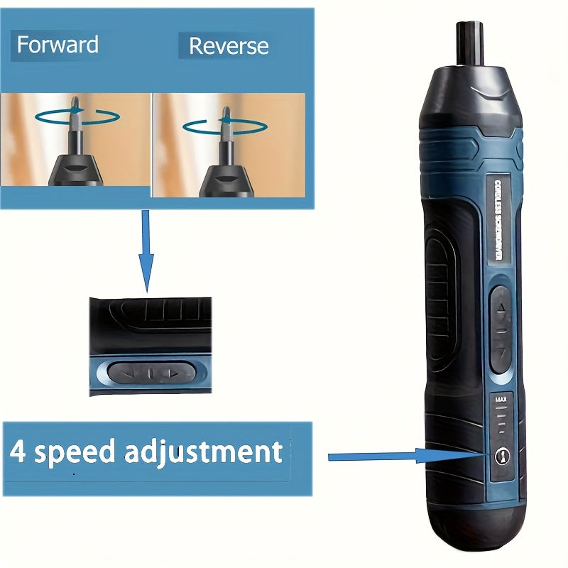 Adjustable torque & speed cordless electric screwdriver with 1300mAh lithium battery - perfect for home repairs.