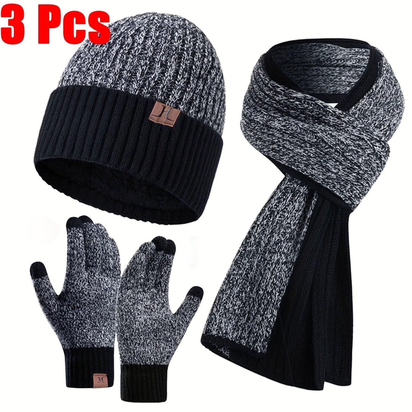 Knit Beanie, Scarf & Gloves Set (3 pieces), Cozy Winter Accessories, Perfect Gifts for the Winter Season