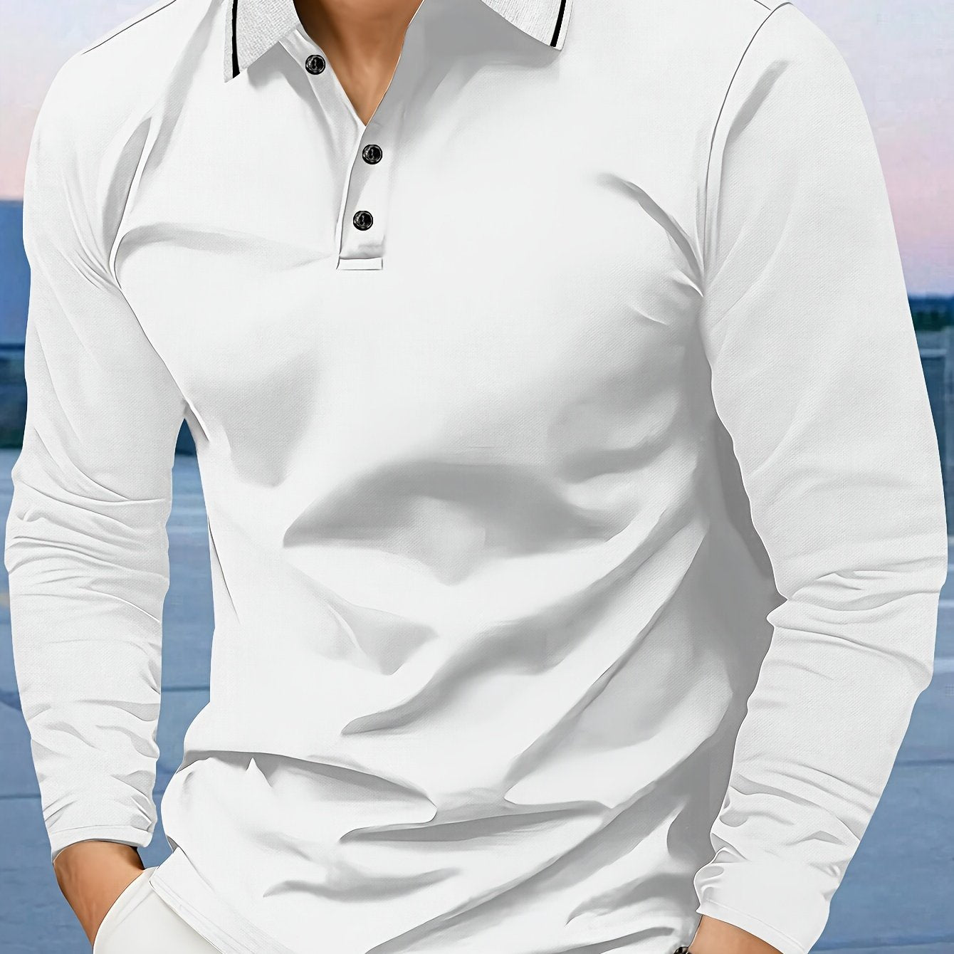 Men's casual long sleeve lapel shirt, breathable and comfortable for fall/winter in 400g fabric.