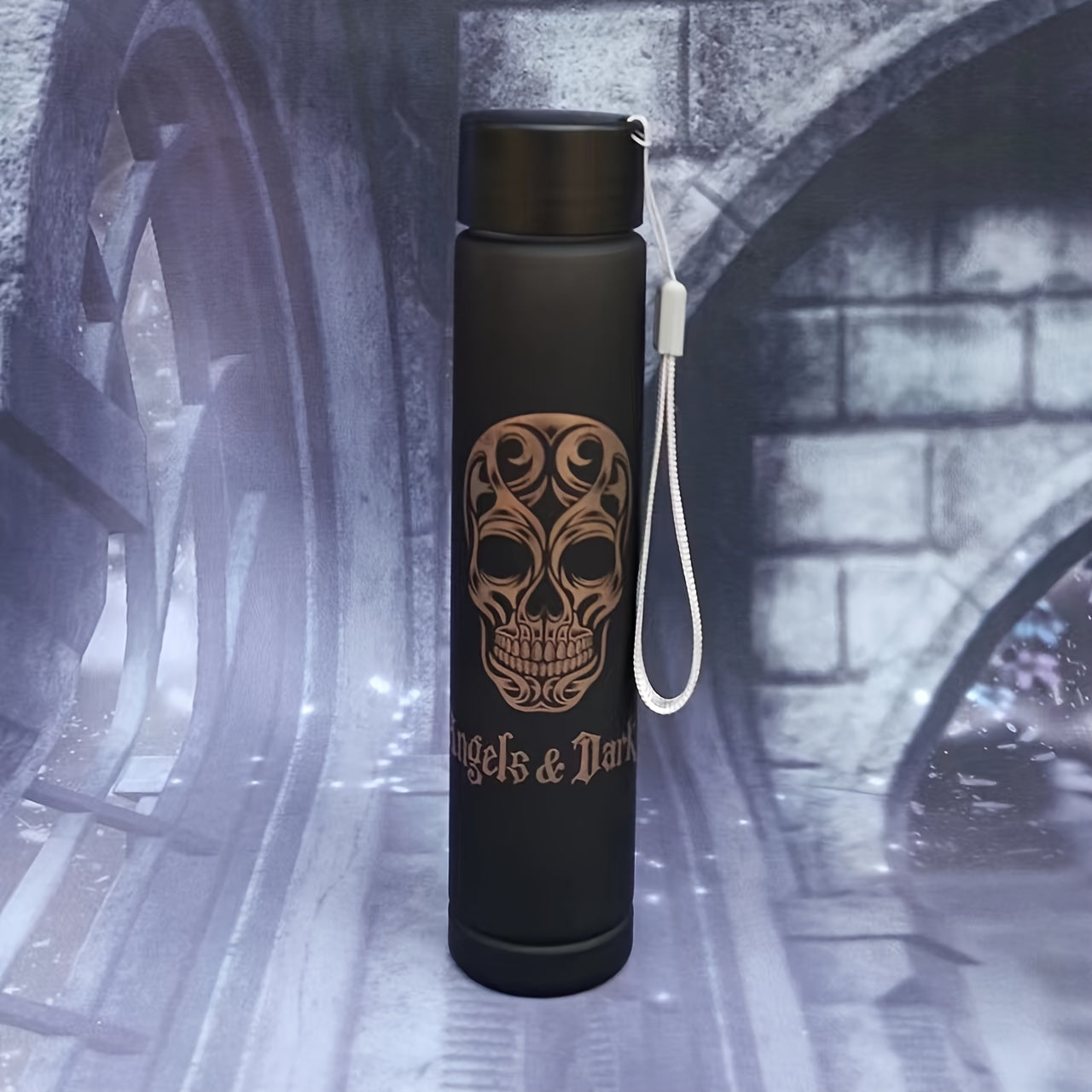 Halloween Skull Water Cup Set includes 3 leak-proof sports water bottles with straw and time mark. Ideal for office, school, gym, and outdoor activities. Perfect for Halloween decoration or holiday gift.