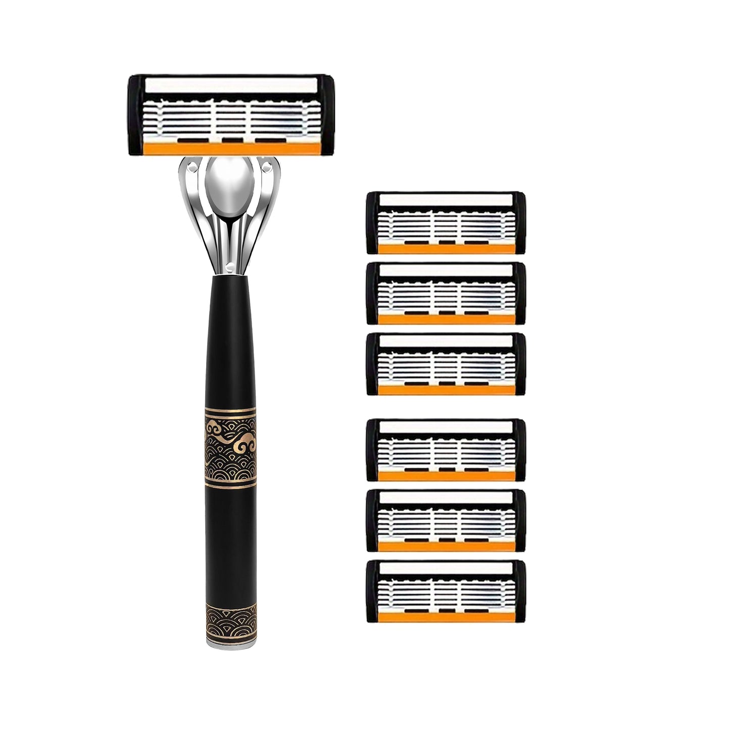 Men's premium stainless steel safety razor with ultra-sharp blades for smooth shaving and easy cleaning. Includes replacement blades for a close shave.