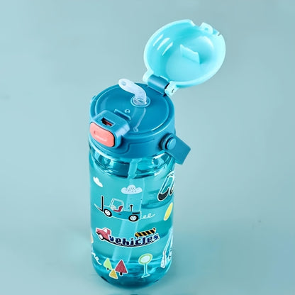 Cartoon water bottle with leak-proof design, detachable handle, and 18.6oz capacity for home, outdoor fitness, travel, and school. A great holiday gift idea.